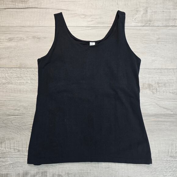 Lulu B Black Tank Top Womens Small Built In Bra Scoop Neck Regular Fit Stretch - Picture 4 of 5